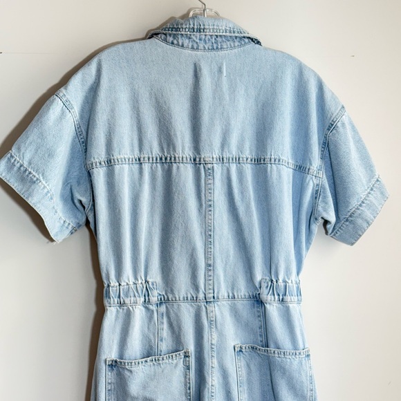 We The Free People Marci Denim Jean Jumpsuit in Clear Skies M Light Wash Utility - Picture 8 of 16